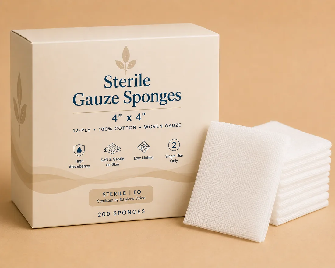 Sterile Gauze Sponges 4x4, 12-Ply
