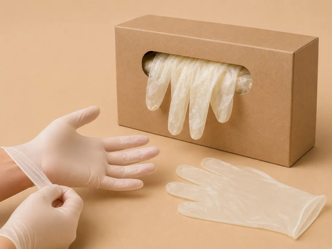 Vinyl Exam Gloves, Stretch Hybrid